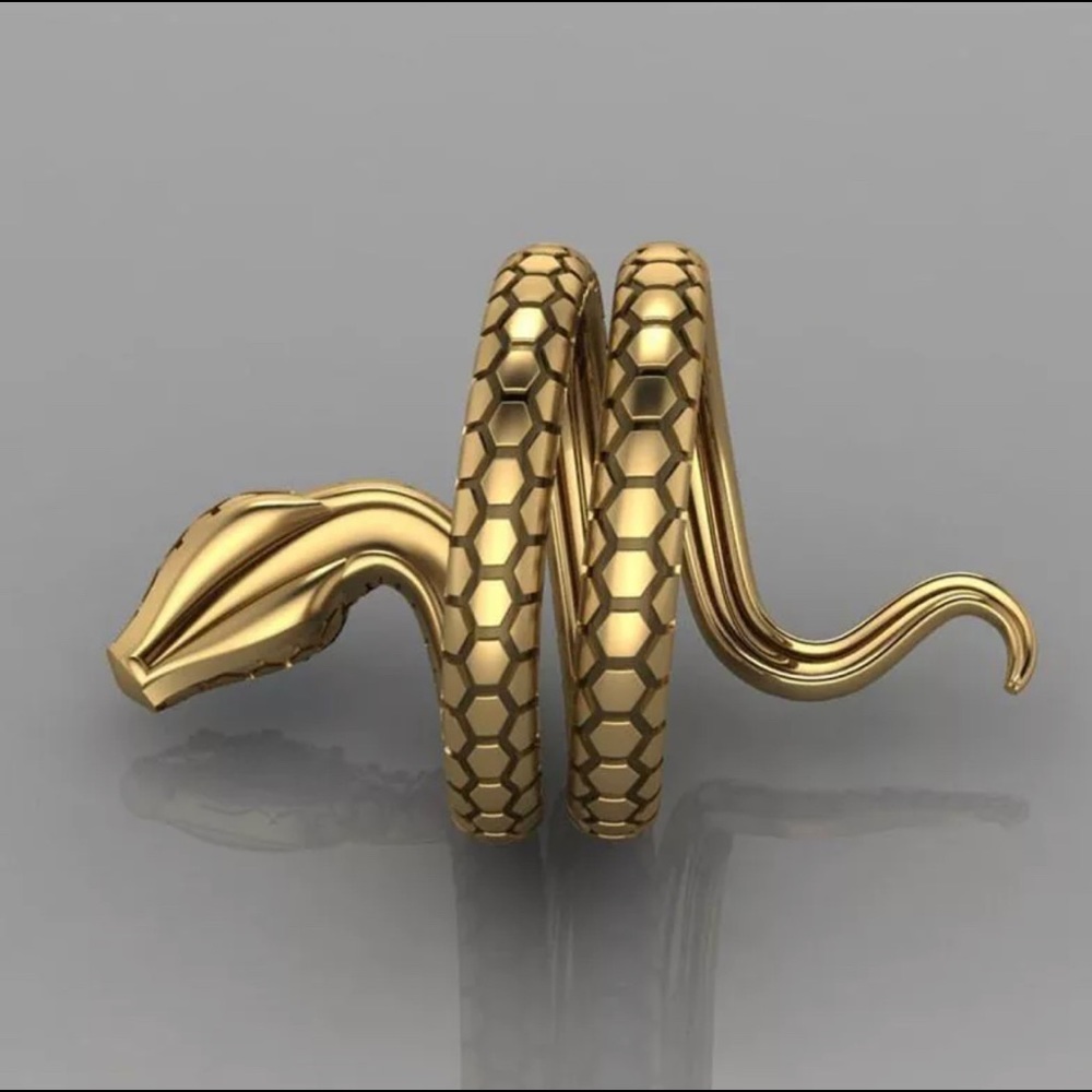 New 18K Gold Punk Coiled Snake Ring - Picture 4 of 6